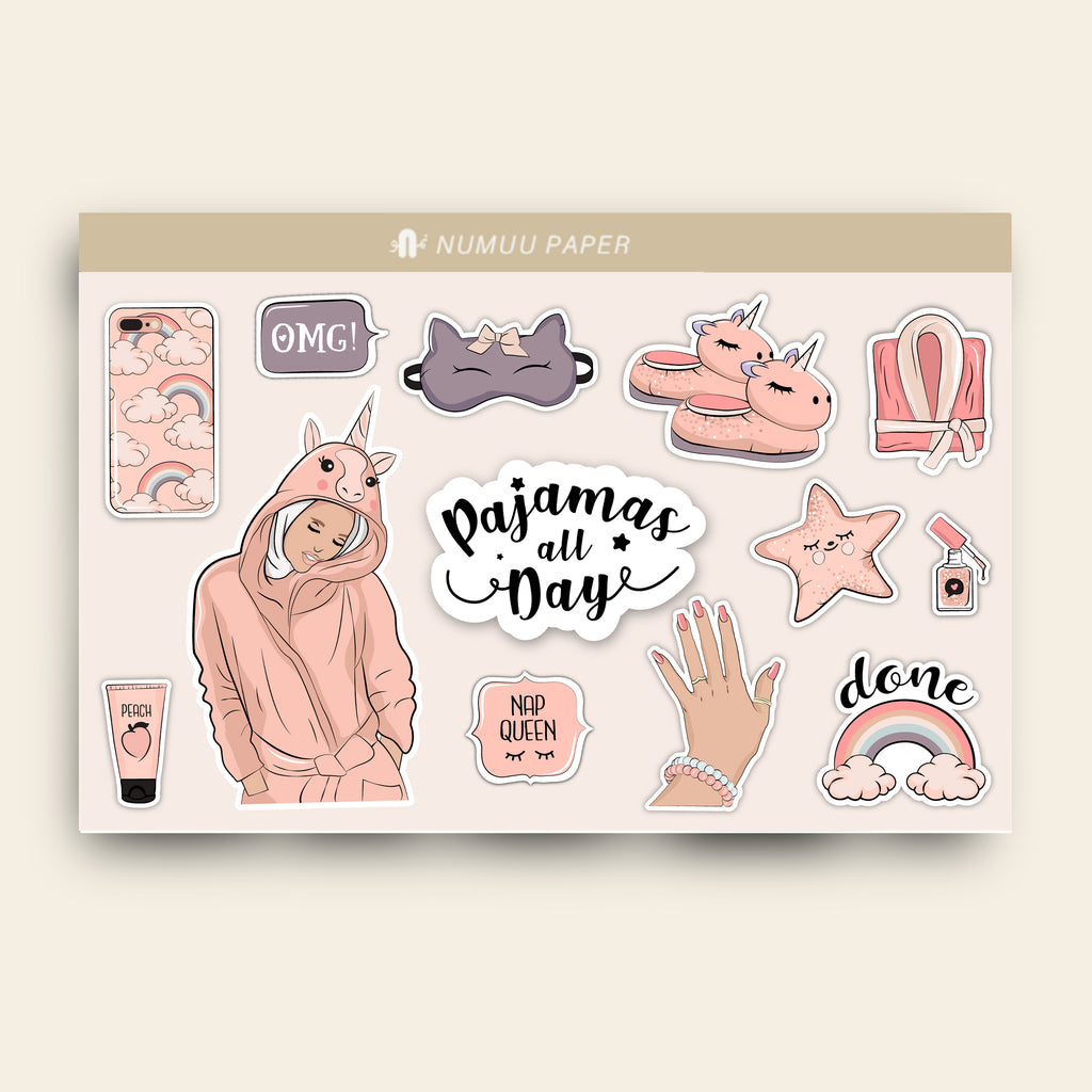 Pajamas All Day Sticker Sheet.
